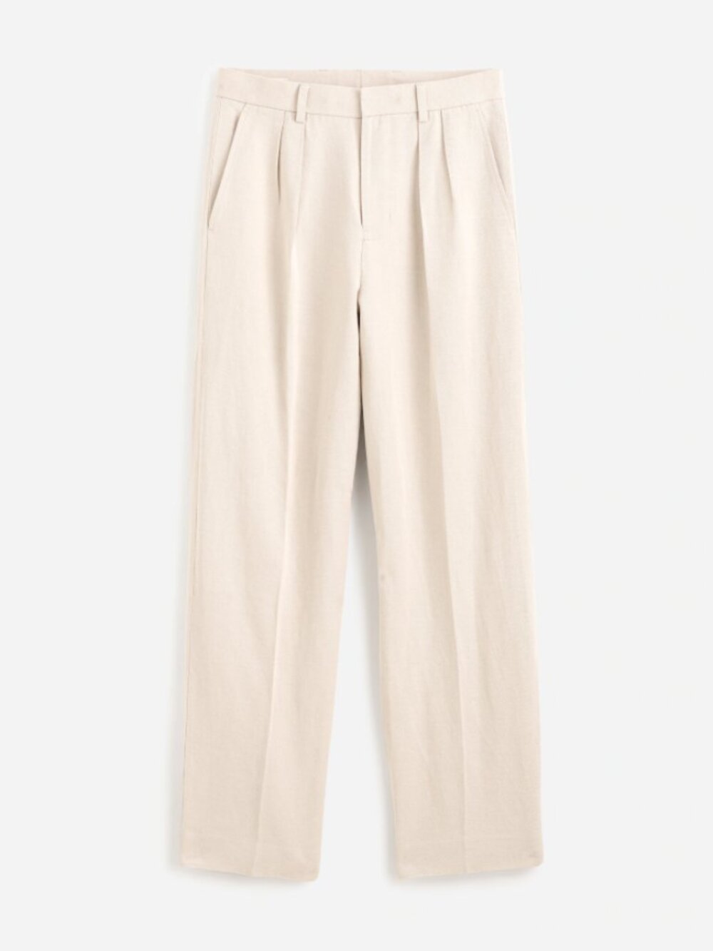 Madewell Double-Pleated Trouser in Cotton-Linen Blend in Bone Cream - Picture 2 of 16